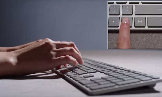 Windows keyboard with fingerprint reader